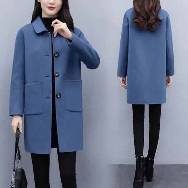 Womens  Black Wool Coat Loose Plus Size Winter