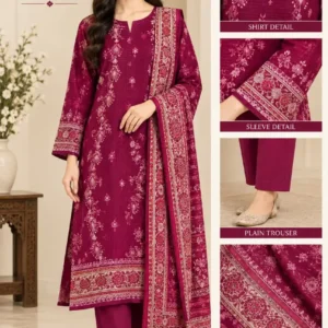3PC Printed Linen Suit with Dyed Linen Trouser | Guaranteed Stuff|