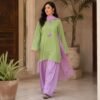 7632 3 Pcs Women's Stitched Cotton Plain Suit