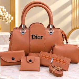 MZ1598203460TEWHHB-media-1 Women's Leather Plain Shoulder Bag 5 Pcs Set.