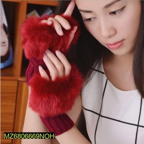 MZ6806669NOH-media-1 Women's Red Faux Fur Winter Gloves Warm Office Party Wear