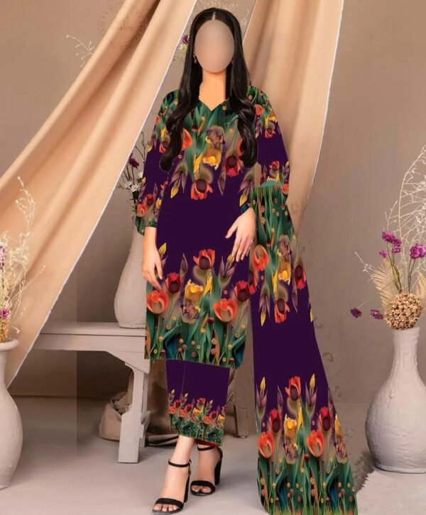 WhatsApp Image 2026-10-02 at 3.50.45 AM 3 pcs Silk printed suit Purple summer collection