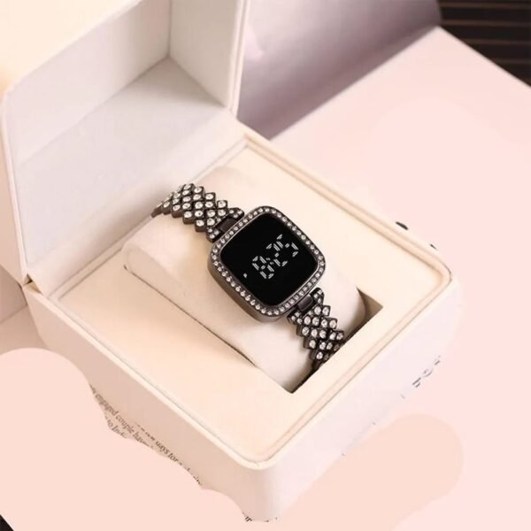 WhatsApp Image 2026-10-04 at 9.41.13 AM Women Square Digital Touch Watch with Diamond Chain Strap