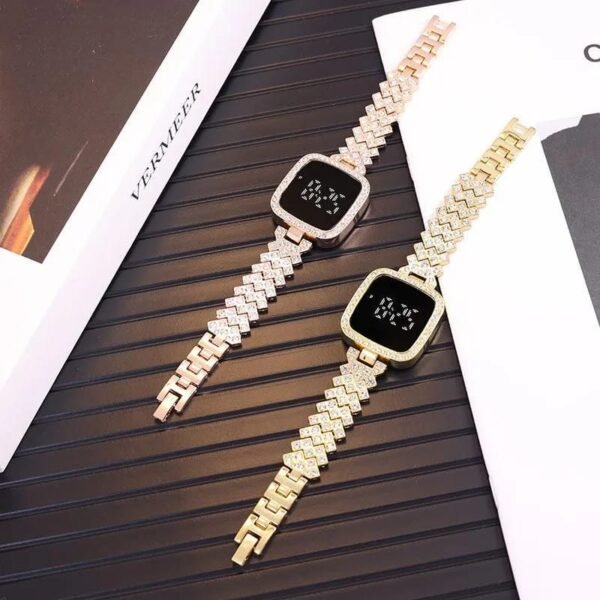 WhatsApp Image 2026-10-04 at 9.41.13 AM Women Square Digital Touch Watch with Diamond Chain Strap