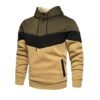 Men Fleece Stitched Hoodie Olive Tan Black Winter