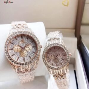 g Rose Gold Couple Watches 2Pcs Crystal Chain Strap