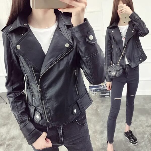 gh Women Slim Fit Leather Jacket