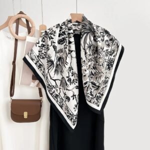 gjhl Vintage Floral Square Shawl for Women Spring Autumn
