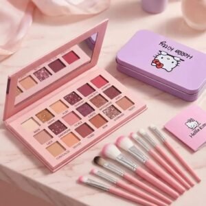 2 in 1 Makeup Deal - Hello kitty Makeup Brushes and Eyeshadow Kit