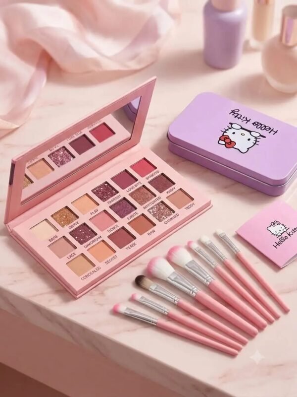 gkk 2 in 1 Makeup Deal - Hello kitty Makeup Brushes and Eyeshadow Kit