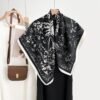 hj Vintage Floral Square Shawl for Women Spring Autumn