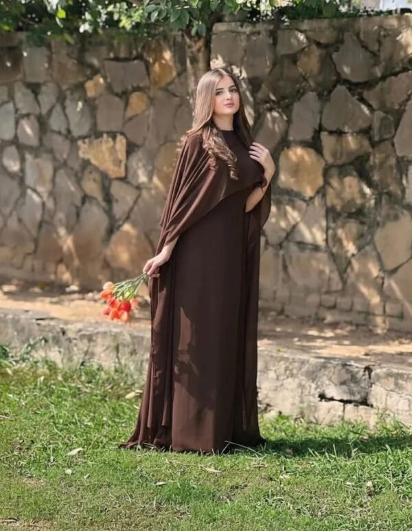 i57. 2 Pcs Women's Stitched Chiffon Plain Maxi Suit