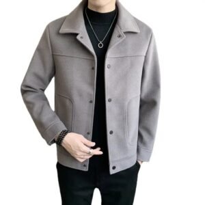 kgkgiy Men's Slim Fit Wool Jacket Winter Korean Style