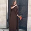 ok5 2 Pcs Women's Stitched Chiffon Plain Maxi Suit