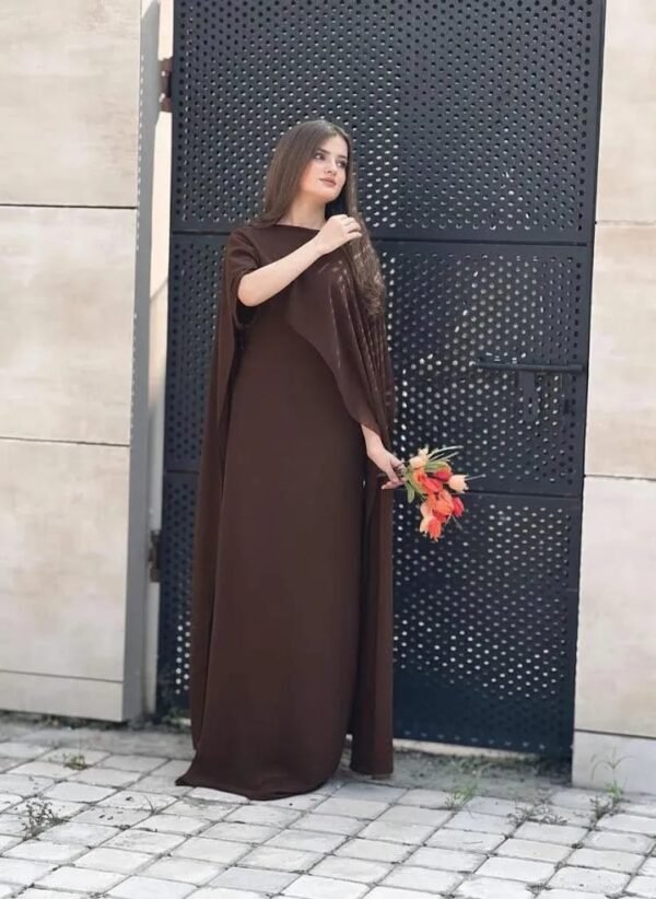 ok5 2 Pcs Women's Stitched Chiffon Plain Maxi Suit